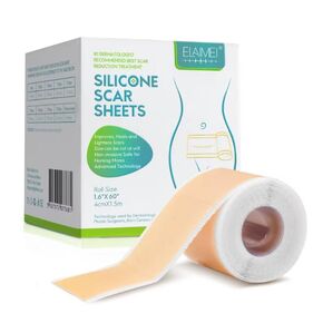 Silicone Scar Sheets, Medical Grade Silicone Scar Tape (1.6 x 60 Inch), Scar Removal Strips for Acne Scars, C-Section and Keloid Surgery, Sheets