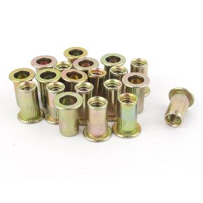 uxcell 10#-24 Carbon Steel Rivet Nuts Flat Head Insert 20 Pcs