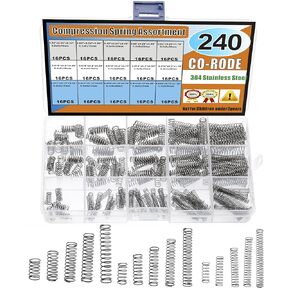 300Pcs Small Compression Spring Assortment Kit, Stainless Steel,15 Size, Length (0.39-2inch/10mm-50mm), OD(8-9.5mm)