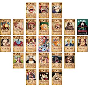 vegala Set of 25 Anime Straw Hat Pirates Wanted Posters 11.2×7.8inch Wall Collage Kits for Boys Room Decoration