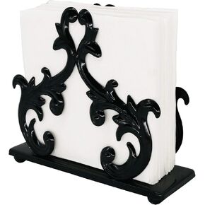 Black Metal Baroque Style Napkin Holder, Freestanding Barocco Tissue dispenser, Baroque Napkin Tray Basket