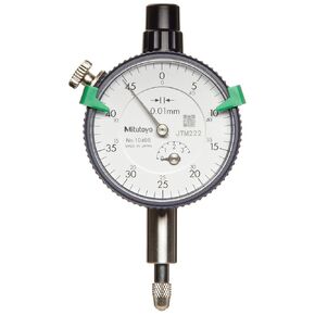 Mitutoyo 2109S-10 Dial Indicator, M2.5X0.45 Thread, 8mm Stem Dia., Lug Back, White Dial, 0-100-0 Reading, 57mm Dial Dia., 0-1mm Range, 0.001mm Graduation, +/-0.005mm Accuracy
