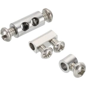 PATIKIL Wire Rope Clips, 1 Set/30Pcs Brass Cable Clamps 3mm 3.5mm Single/Double Holes Wire Lock Rope Fittings Clip with M3/M4 Screws for Cable