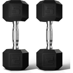 Dumbbells Set Rubber Coated Hex Hand Weights Exercise & Fitness for Home Gym Workouts Strength Training Equipment