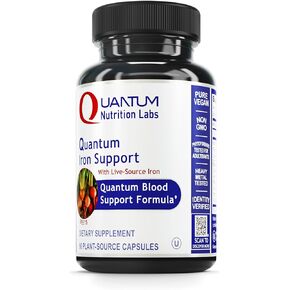 QNL Quantum Iron Support - Vegan Iron Supplement for Men & Women - Iron Capsules Made with Organic Ingredients - Premium Health & Wellness Product - 60 Plant-Source Capsules