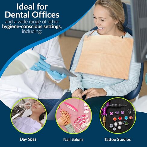 TIDI 917468 Choice Dental Bib, Peach, 3 Layers, 13" W x 18" L (Pack of 500) ― Disposable Dental Bibs ― Embossed ― 2-Ply Tissue ― Poly Back To Help Prevent Leak-Through ― Nail Towels ― Tattoo Bibs in Saudi Arabia