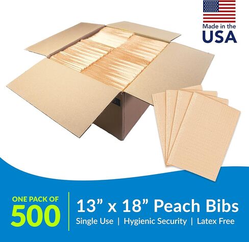 TIDI 917468 Choice Dental Bib, Peach, 3 Layers, 13" W x 18" L (Pack of 500) ― Disposable Dental Bibs ― Embossed ― 2-Ply Tissue ― Poly Back To Help Prevent Leak-Through ― Nail Towels ― Tattoo Bibs in Saudi Arabia