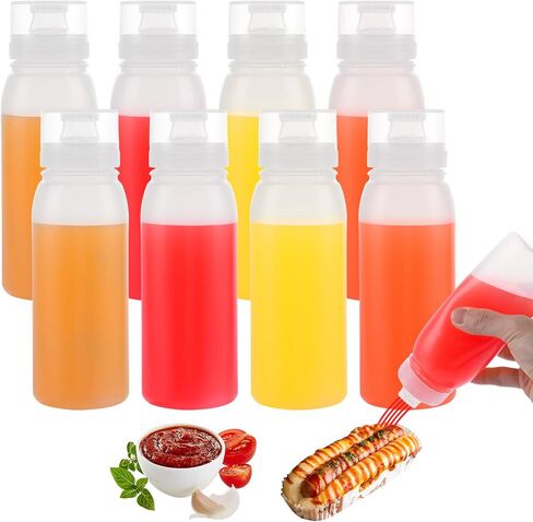 8 قطع زجاجات ضغط للبهارات سعة 13 أونصة، زجاجة كاتشب مقاومة للتسرب، مصنوعة من مادة LDPE خالية من البيسفينول A، زجاجات ضغط قابلة لإعادة الملء للصلصات والكاتشب والخردل وزيت الزيتون in Saudi Arabia