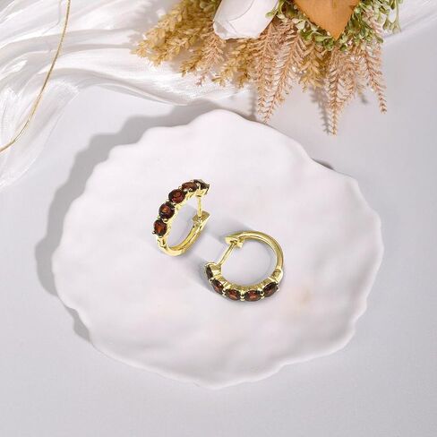 Belinda Jewelz 10K الصلبة الذهب هوب الأقراط الأحجار الطبيعية جولة قطع جوهرة القرط للنساء الكفة هوب الأحجار الكريمة هيبوالرجينيك خفيفة الوزن الأقراط هدية غرامة مجوهرات الإكسسوار in Saudi Arabia