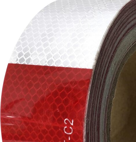 شريط عاكس للمقطورة في الهواء الطلق DOT C2 شريط عاكس 2 بوصة × 200 قدم مقاوم للماء أبيض فضي أحمر شريط عاكس للسيارات والمقطورات والشاحنات 200 قدم شرائط لاصقة أمان لقناة التباين عالية الوضوح in Kuwait