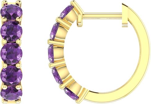 Belinda Jewelz 10K الصلبة الذهب هوب الأقراط الأحجار الطبيعية جولة قطع جوهرة القرط للنساء الكفة هوب الأحجار الكريمة هيبوالرجينيك خفيفة الوزن الأقراط هدية غرامة مجوهرات الإكسسوار in Saudi Arabia