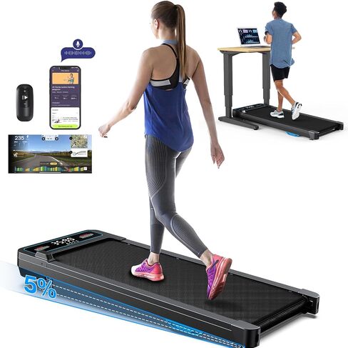 Walking Pad Treadmill 300LBS Capacity - Under Desk Treadmill with 5% Incline: Smart Voice Controlled Compatible with WELLFIT KINOMAP Apple Health - Only 40LBS Portable Treadmill for Home Office Small in Saudi Arabia