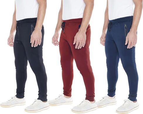 Mens Sweatpants 3- Pack Active Athletic Joggers with Zipper Pocket and Drawstring. Sizes: from S to 3XL. in Saudi Arabia