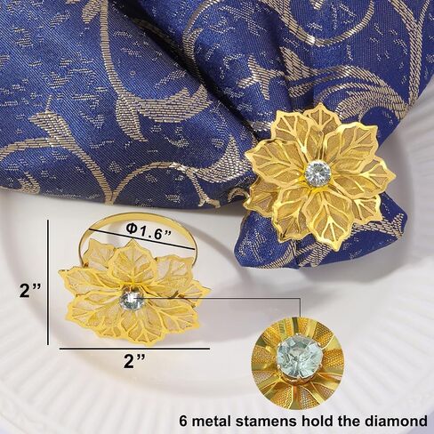 20 Pack Gold Napkin Rings, Flower Metal Napkin Ring Set, Gold Napkin Holder Table Decorations, 2 inch Napkin Ring Buckles for Table Decoration Wedding Birthday and Any Events in Saudi Arabia