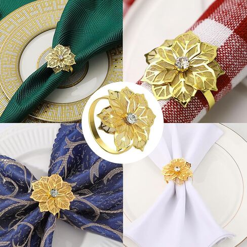 20 Pack Gold Napkin Rings, Flower Metal Napkin Ring Set, Gold Napkin Holder Table Decorations, 2 inch Napkin Ring Buckles for Table Decoration Wedding Birthday and Any Events in Saudi Arabia