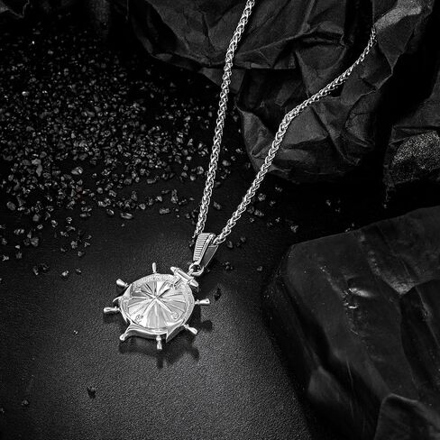 murtoo Compass Necklace for Men and Women, Gold Silver Vintage Stainless Steel Chains Necklace with Compass Pendant Unique Gifts for Men in Kuwait
