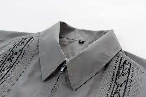 قمصان رجالية بأكمام قصيرة من Guayabera للرجال بسحاب كوبي كاجوال من القطن للشاطئ مع جيوب in Saudi Arabia