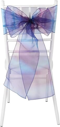 50 Pack Organza Chair Sashes Rainbow Chair Bows Ties Ribbons Wedding Chair Decorations for Wedding Party Banquet Decoration (Rainbow) in Saudi Arabia