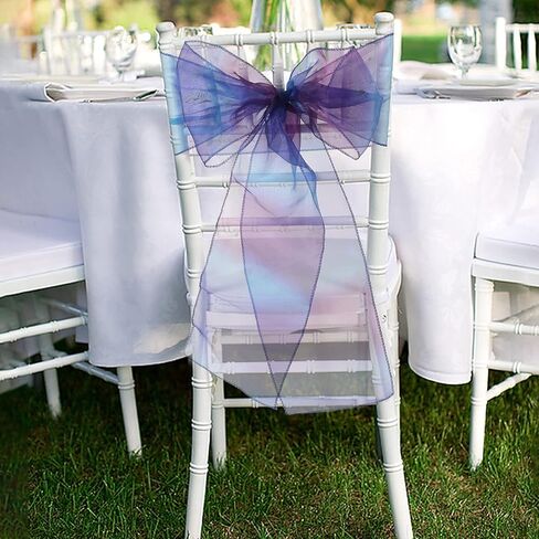 50 Pack Organza Chair Sashes Rainbow Chair Bows Ties Ribbons Wedding Chair Decorations for Wedding Party Banquet Decoration (Rainbow) in Saudi Arabia