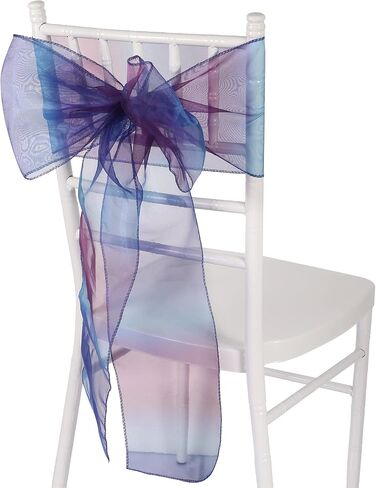 50 Pack Organza Chair Sashes Rainbow Chair Bows Ties Ribbons Wedding Chair Decorations for Wedding Party Banquet Decoration (Rainbow) in Saudi Arabia