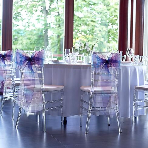 50 Pack Organza Chair Sashes Rainbow Chair Bows Ties Ribbons Wedding Chair Decorations for Wedding Party Banquet Decoration (Rainbow) in Saudi Arabia
