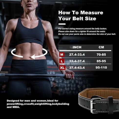 Leather Weight Lifting Belt for Men & Women, Extra-wide 4" Padded Lumbar Back Support, 11 Adjustable holes Suitable for Gym Fitness,Muscle Building,Squats,Strenth Exercise Training in Saudi Arabia