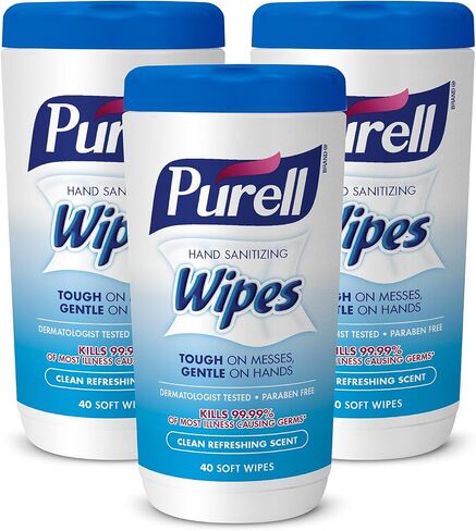 PURELL Hand Sanitizing Wipes, Clean Refreshing Scent, 40 Count Sanitizing Wipes Table Top Canisters (Pack of 3) - 9120-03-EC in Saudi Arabia