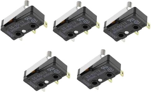 5Pcs Micro Limit Switch SS-5GL13 with Curved Tip Lever 5A 125VAC 3 Pins SS5GL13 Micro Switch in Saudi Arabia