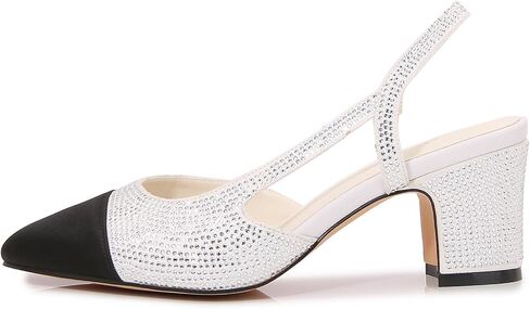 VivaLaver Slingback مضخات النساء حذاء بكعب سميك جولة تو نغمتين الرجعية الربط أحذية مكتب لفستان حفل زفاف in Saudi Arabia