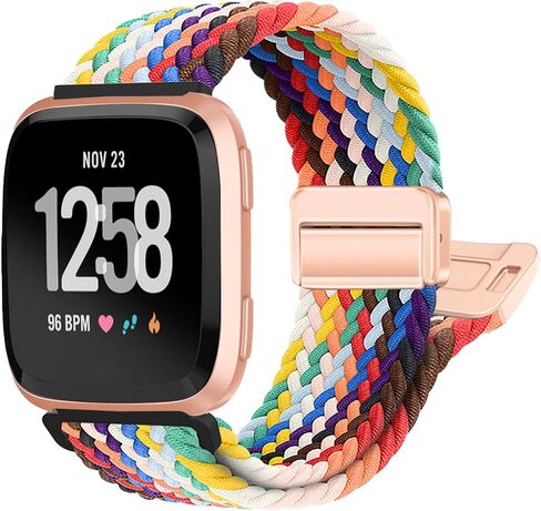 Stretchy-Band for Fitbit-Versa-2 Bands for Women-Men - Magnetic Clasp Breathable Replacement Strap for Fitbit Versa 2 / Versa/Versa Lite/Versa SE Watch Accessories, Grape Purple in Saudi Arabia