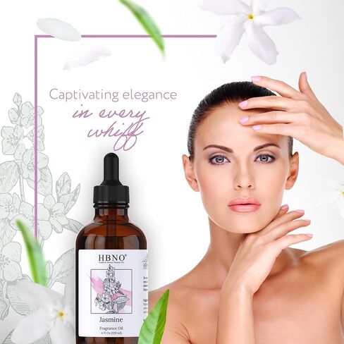 زيت عطر الياسمين من إتش بي إن أو - حجم كبير 4 أونصة (120 مل) - مثالي لصنع الصابون والشموع والعطور والعطور المنزلية وموزعات القصب وقنابل الاستحمام وبخاخات الكتان واللوشن ومعطرات السيارات in Saudi Arabia