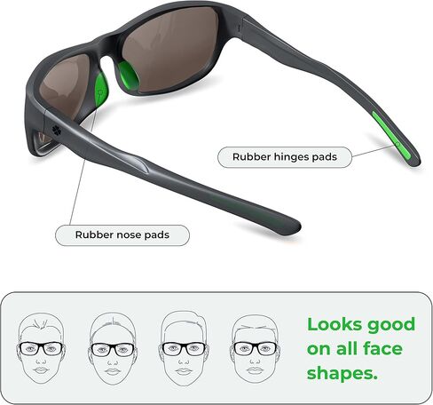 Polarized Sports Sunglasses for Men Women Fishing Running Cycling Baseball Hunting Driving, Floating Strap UV400 Lenses in Saudi Arabia