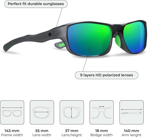 Polarized Sports Sunglasses for Men Women Fishing Running Cycling Baseball Hunting Driving, Floating Strap UV400 Lenses in Saudi Arabia