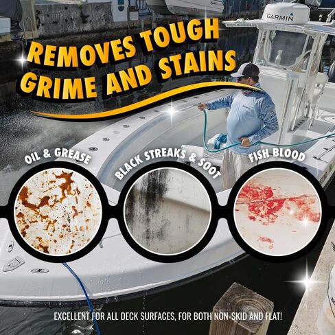 BooYah Clean Deck Cleaner – Works on Non-Skid and Flat Surfaces to Remove Grime, Stains, Fish Blood, Oil, Grease, Black Streaks, and Soot – Meets EPA Safer Choice Direct Release Criteria in Saudi Arabia