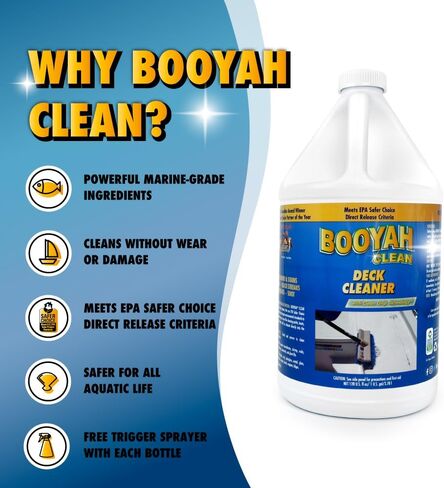 BooYah Clean Deck Cleaner – Works on Non-Skid and Flat Surfaces to Remove Grime, Stains, Fish Blood, Oil, Grease, Black Streaks, and Soot – Meets EPA Safer Choice Direct Release Criteria in Saudi Arabia