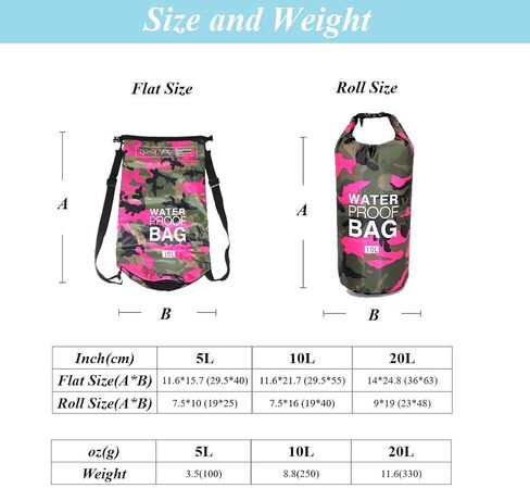 hycoprot حقيبة جافة مقاومة للماء 5l/10l/15l، حقيبة ظهر عائمة مقاومة للماء مع حزام كتف مزدوج واحد حقيبة ظهر مموهة للتجديف والسباحة والقوارب وصيد الأسماك والسفر والتخييم في الهواء الطلق (20 لتر، برتقالي) in Kuwait