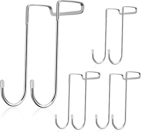 4 Pack Over The Door Hook, Heavy Duty Door Hanger Hooks, Stainless Steel Adjustable Double Hook for Kitchen, Bathroom, Wardrobe, Office (Silver) in Saudi Arabia