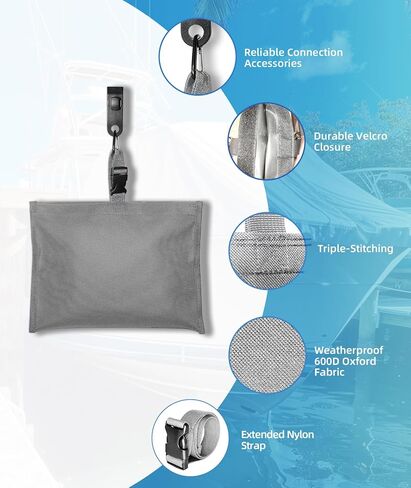 Sand Bag for Mooring Cover for Boat: Marine Grade Sandbags Weight Bags, Boating Accessories with Durable 600D Oxford Fabric Sand Bag, 5# Carabiner, 20" Nylon Strap, Sealed PE Bag(8PCS,gray) in Saudi Arabia