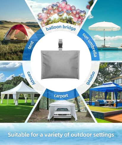 Sand Bag for Mooring Cover for Boat: Marine Grade Sandbags Weight Bags, Boating Accessories with Durable 600D Oxford Fabric Sand Bag, 5# Carabiner, 20" Nylon Strap, Sealed PE Bag(8PCS,gray) in Saudi Arabia