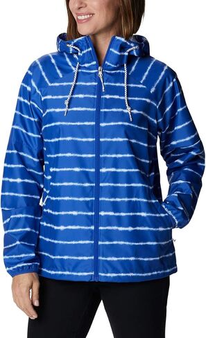 Columbia Women’s Side Hill Printed Water Repellent Windbreaker, Lapis Blue Tie Dye Stripe Print, 3X Plus in Saudi Arabia