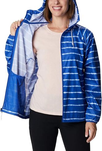 Columbia Women’s Side Hill Printed Water Repellent Windbreaker, Lapis Blue Tie Dye Stripe Print, 3X Plus in Saudi Arabia