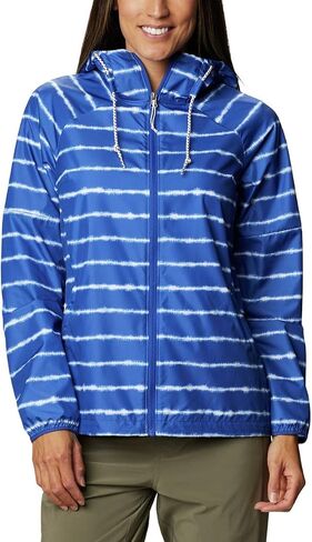 Columbia Women’s Side Hill Printed Water Repellent Windbreaker, Lapis Blue Tie Dye Stripe Print, 3X Plus in Saudi Arabia