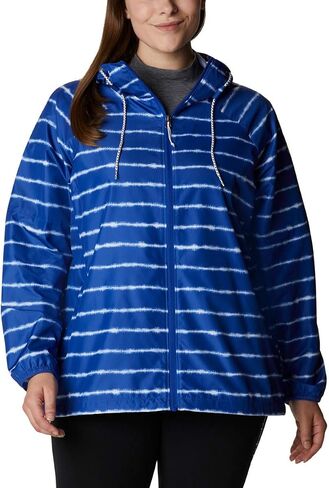 Columbia Women’s Side Hill Printed Water Repellent Windbreaker, Lapis Blue Tie Dye Stripe Print, 3X Plus in Saudi Arabia