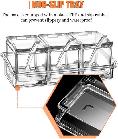 صندوق توابل شفاف، 4 قطع من حاوية تخزين التوابل الشفافة لوعاء التوابل والملح والسكر، وبرطمانات التوابل مع الملاعق... in Kuwait