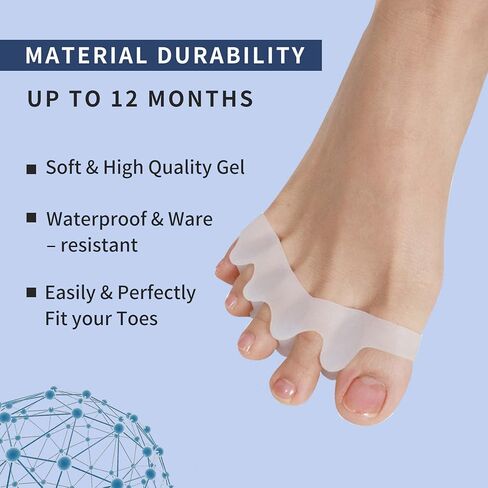 Toe Separators for Women/Men (4 PCS), Soft Toe Spacers Bunion Corrector for Women/Men, Gel Toe Spacers for Foot Pain Relief (Black/White), Universal Size in Kuwait