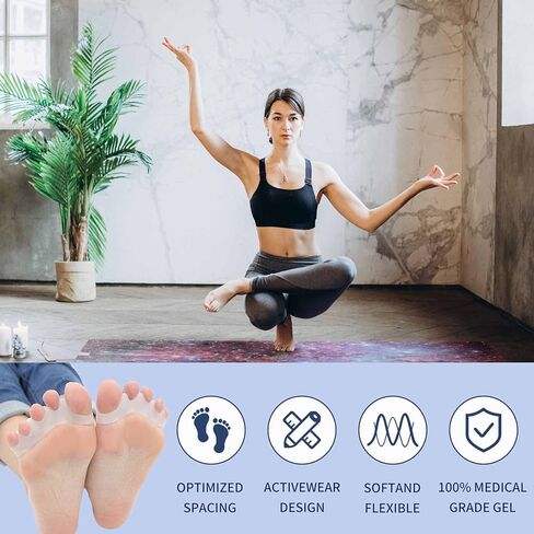 Toe Separators for Women/Men (4 PCS), Soft Toe Spacers Bunion Corrector for Women/Men, Gel Toe Spacers for Foot Pain Relief (Black/White), Universal Size in Kuwait