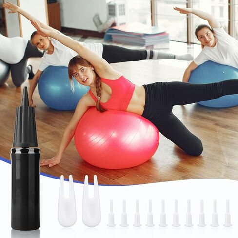 Exercise Ball Pump Kits, Hand Air Pump for Inflatables Ball with 10pcs Short Plugs & 2pcs Plug Pullers Yoga Ball Inflator Pump Accessories in Saudi Arabia