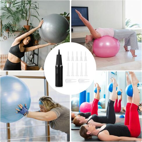 Exercise Ball Pump Kits, Hand Air Pump for Inflatables Ball with 10pcs Short Plugs & 2pcs Plug Pullers Yoga Ball Inflator Pump Accessories in Saudi Arabia