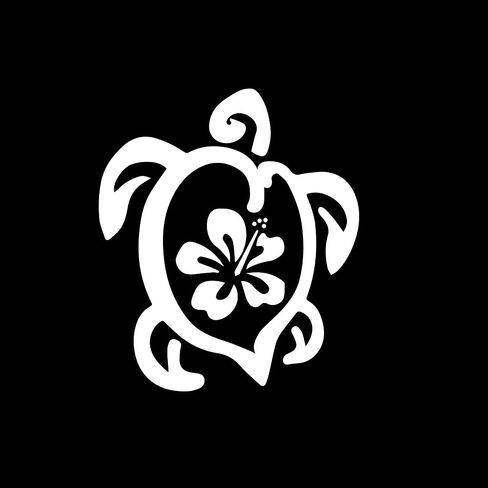 AGL Hibiscus Turtle Decal Sticker | 5.5-Inches by 4.7-Inches | Premium Quality White Vinyl in Saudi Arabia