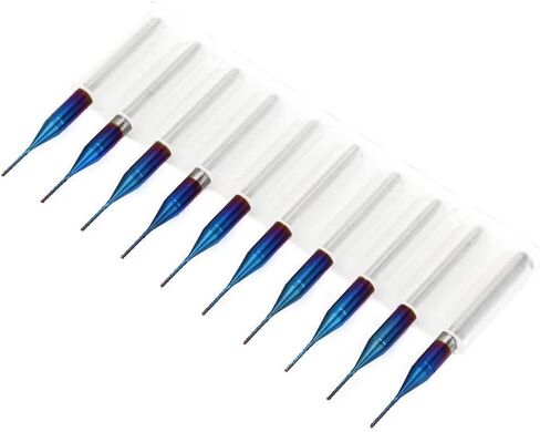 10 قطع من قاطعة الطحن المخروطية، قاطعة طحن كربيد التنجستن، مطحنة نهاية مطلية باللون الأزرق من كربيد التنجستن لآلة نقش PCB لمعالجة النحاس البلاستيكي PCB (0.5 مم) in Kuwait